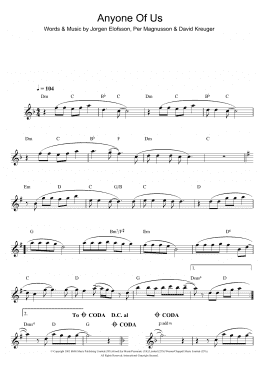 page one of Anyone Of Us (Stupid Mistake) (Flute Solo)