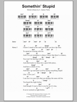 page one of Somethin' Stupid (Piano Chords/Lyrics)