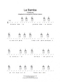 page one of La Bamba (Ukulele Chords/Lyrics)