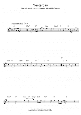 page one of Yesterday (Clarinet Solo)