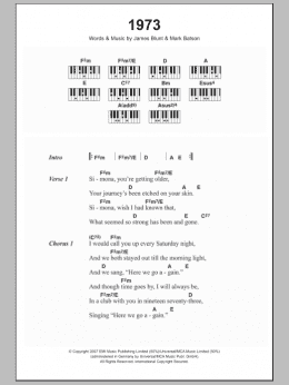 page one of 1973 (Piano Chords/Lyrics)