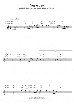 page one of Yesterday (Alto Sax Solo)