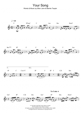 page one of Your Song (Clarinet Solo)