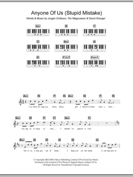 page one of Anyone Of Us (Stupid Mistake) (Piano Chords/Lyrics)