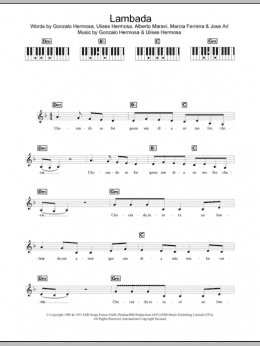 page one of Lambada (Piano Chords/Lyrics)