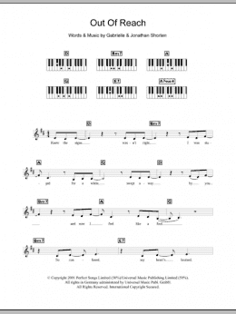 page one of Out Of Reach (Piano Chords/Lyrics)