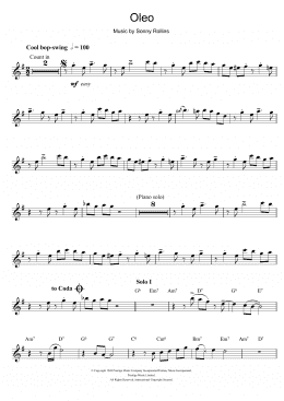 page one of Oleo (Alto Sax Solo)