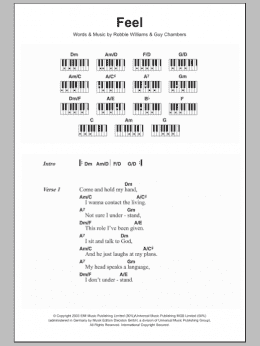 page one of Feel (Piano Chords/Lyrics)