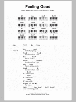 page one of Feeling Good (Piano Chords/Lyrics)