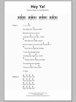 page one of Hey Ya! (Piano Chords/Lyrics)