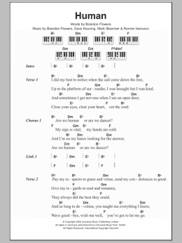 page one of Human (Piano Chords/Lyrics)