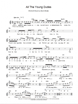 page one of All The Young Dudes (Lead Sheet / Fake Book)