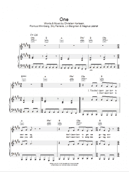 page one of One (Piano, Vocal & Guitar Chords)