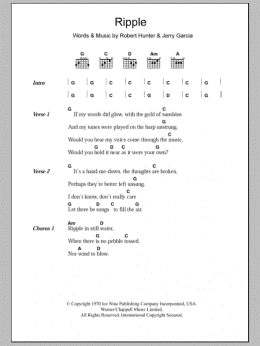 page one of Ripple (Guitar Chords/Lyrics)