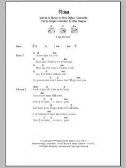 page one of Rise (Guitar Chords/Lyrics)