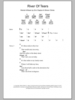 page one of River Of Tears (Guitar Chords/Lyrics)