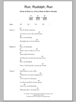 page one of Run Rudolph Run (Guitar Chords/Lyrics)