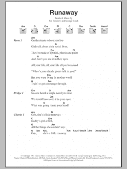 page one of Runaway (Guitar Chords/Lyrics)