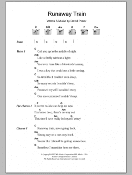 page one of Runaway Train (Guitar Chords/Lyrics)