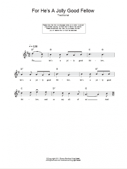 page one of For He's A Jolly Good Fellow (Lead Sheet / Fake Book)