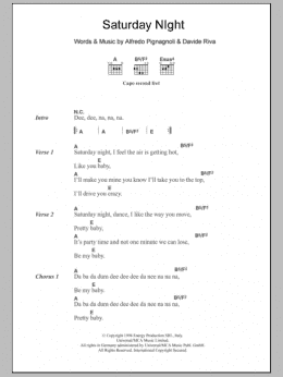 page one of Saturday Night (Guitar Chords/Lyrics)