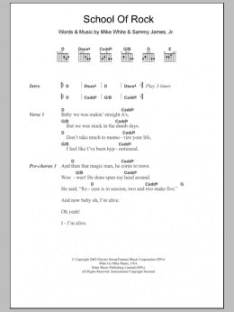 page one of School Of Rock (from School of Rock: The Musical) (Guitar Chords/Lyrics)