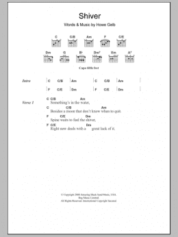 page one of Shiver (Guitar Chords/Lyrics)