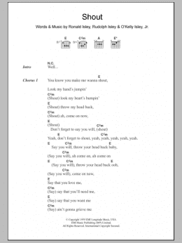 page one of Shout (Guitar Chords/Lyrics)