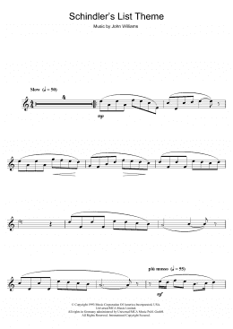 page one of Theme From Schindler's List (Alto Sax Solo)