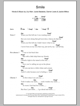 page one of Smile (Guitar Chords/Lyrics)