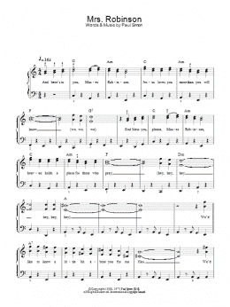 page one of Mrs. Robinson (Easy Piano)