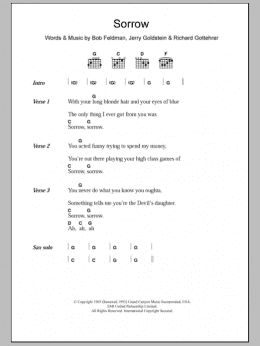 page one of Sorrow (Guitar Chords/Lyrics)