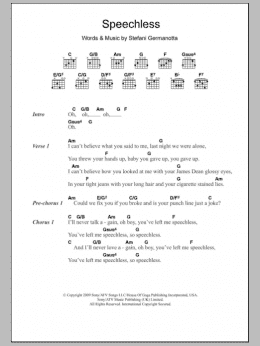 page one of Speechless (Guitar Chords/Lyrics)