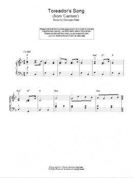 page one of Toreador's Song (from Carmen) (Easy Piano)