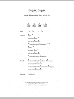 page one of Sugar, Sugar (Guitar Chords/Lyrics)