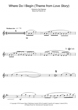 page one of Where Do I Begin (theme from Love Story) (Flute Solo)