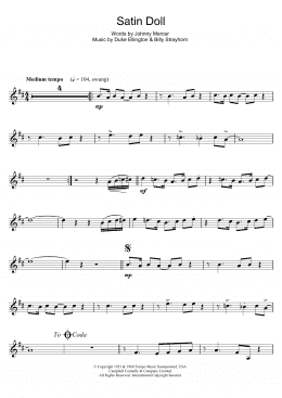 page one of Satin Doll (Clarinet Solo)