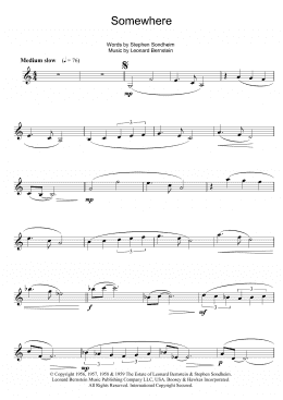 page one of Somewhere (from West Side Story) (Clarinet Solo)