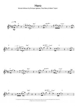 page one of Hero (Alto Sax Solo)