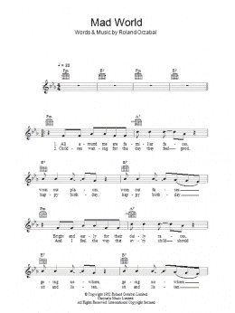 page one of Mad World (Lead Sheet / Fake Book)