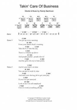 page one of Takin' Care Of Business (Guitar Chords/Lyrics)