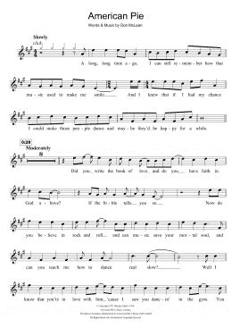 page one of American Pie (Clarinet Solo)