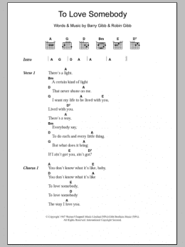 page one of To Love Somebody (Guitar Chords/Lyrics)