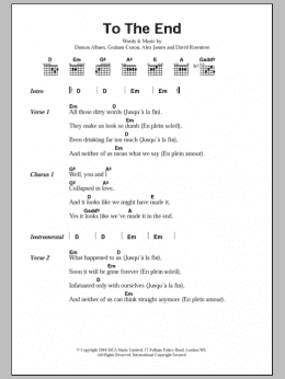 page one of To The End (Guitar Chords/Lyrics)