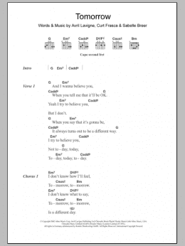 page one of Tomorrow (Guitar Chords/Lyrics)