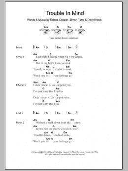 page one of Trouble In Mind (Guitar Chords/Lyrics)