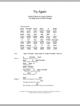 page one of Try Again (Guitar Chords/Lyrics)