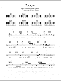 page one of Try Again (Piano Chords/Lyrics)