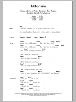 page one of Millionaire (Guitar Chords/Lyrics)