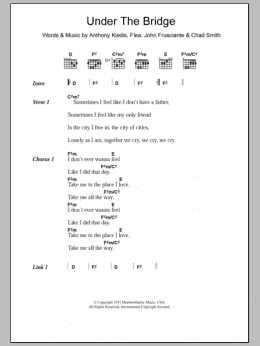 page one of Under The Bridge (Guitar Chords/Lyrics)